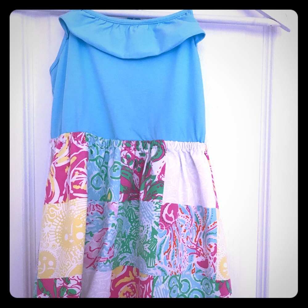 LillyPulitzer dress, light blue-floral pattern, M